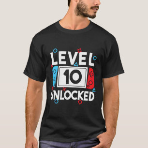 Level 10 Unlocked Gamer 10th Birthday Video Game B T-Shirt