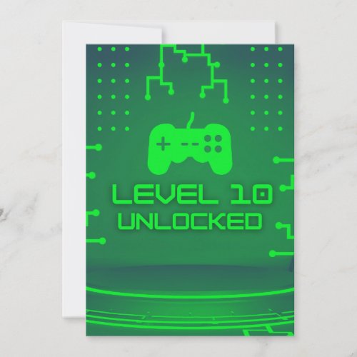 Level 10 Unlocked Gaming 10th Birthday Invitation
