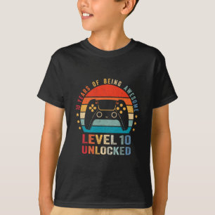 Level 10 Unlocked Shirt Funny Video Gamer 10th Bir