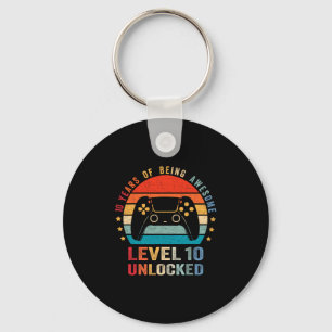 Level 10 Unlocked Shirt Funny Video Gamer 10th Bir Keychain