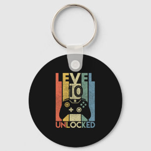 Level 10 Unlocked Shirt Funny Video Gamer 10th Bir Keychain