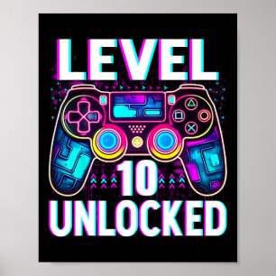 Level 10 Unlocked Shirt Funny Video Gamer Geek 10t Poster