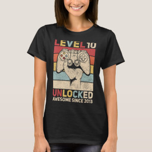 Level 10 Unlocked Ten Years Old Boy 10th Birthday T-Shirt