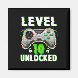 Level 10 Unlocked Video Game 10 Years Old Boy 10th Magnet