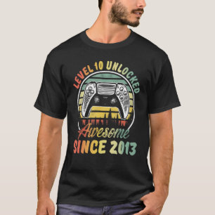 Level 10 Unlocked Video Game 10 Years Old Boy 10th T-Shirt