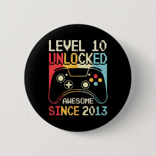 Level 10 Unlocked Video Game 10th Birthday Gamer B Button