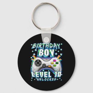 Level 10 Unlocked Video Game 10th Birthday Gamer B Keychain