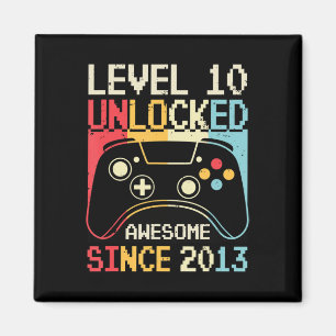 Level 10 Unlocked Video Game 10th Birthday Gamer B Magnet