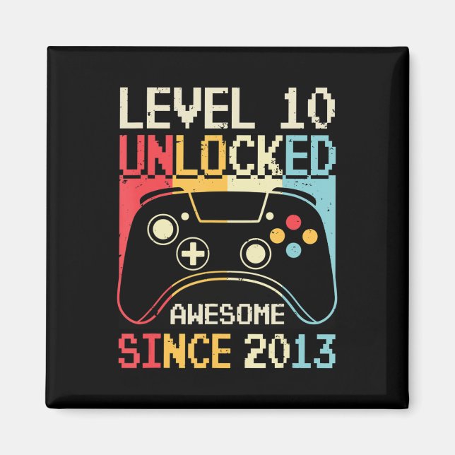 Level 10 Unlocked Video Game 10th Birthday Gamer B Magnet (Front)