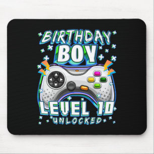 Level 10 Unlocked Video Game 10th Birthday Gamer B Mouse Pad