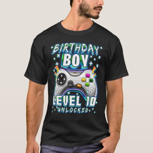 Level 10 Unlocked Video Game 10th Birthday Gamer B T_Shirt