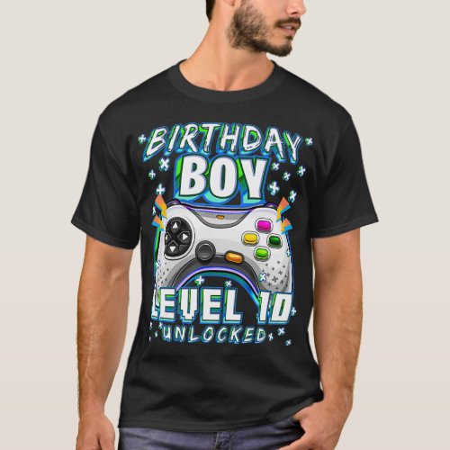 Level 10 Unlocked Video Game 10th Birthday Gamer B T_Shirt