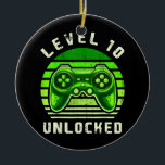 Level 10 Unlocked Video Game 10th Birthday Gamer Ceramic Ornament<br><div class="desc">Level 10 Unlocked Video Game 10th Birthday Gamer Boys Gift. Perfect gift for your dad,  mom,  papa,  men,  women,  friend and family members on Thanksgiving Day,  Christmas Day,  Mothers Day,  Fathers Day,  4th of July,  1776 Independent day,  Veterans Day,  Halloween Day,  Patrick's Day</div>