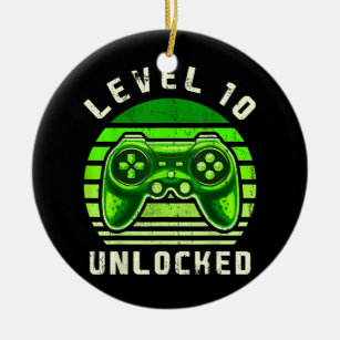 Level 10 Unlocked Video Game 10th Birthday Gamer Ceramic Ornament