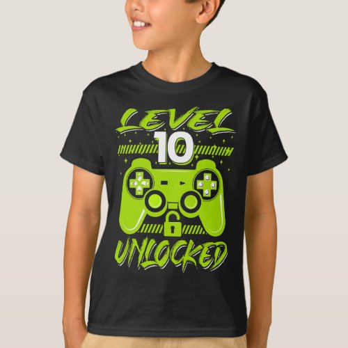 Level 10 Unlocked Video Game 10th Birthday Gamer G T_Shirt