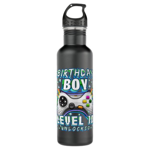 Level 10 Unlocked Video Game 10th Birthday Gamer Stainless Steel Water Bottle