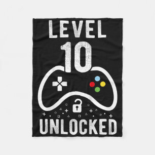 Level 10 Unlocked Video Game 10th Birthday Gift 1  Fleece Blanket