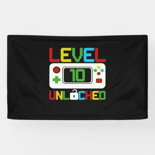 Level 10 Unlocked Video Game 10th Birthday Gift Banner