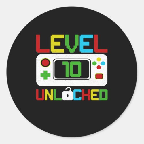 Level 10 Unlocked Video Game 10th Birthday Gift Classic Round Sticker