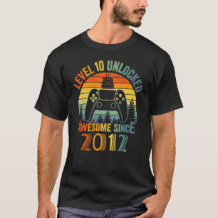 Level 10 Unlocked Video Gamer 10 Years Old 10 Birt T-Shirt