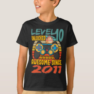 Level 10 Unlocked Video Gamer 10 Years Old  T-Shirt