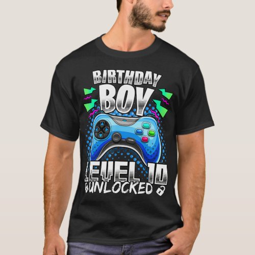 Level 10 Unlocked Video Gamer 10th Birthday Gift f T_Shirt