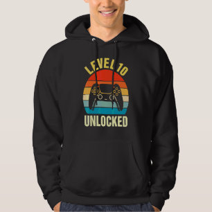 Level 10 Unlocked Video Gamer 10th Birthday Hoodie