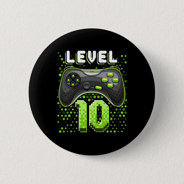 Level 10 Video Game Controller 10th Birthday Gamer Button (Front)