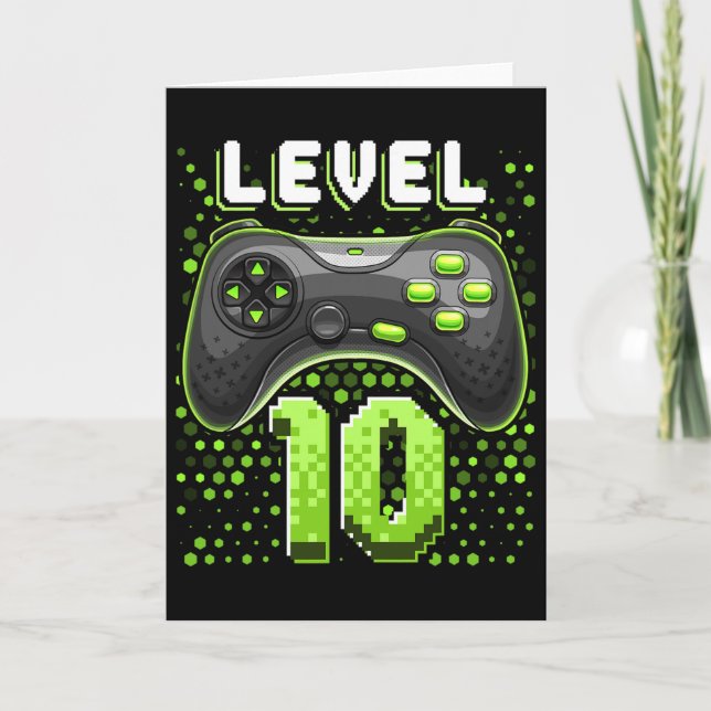 Level 10 Video Game Controller 10th Birthday Gamer Card (Front)