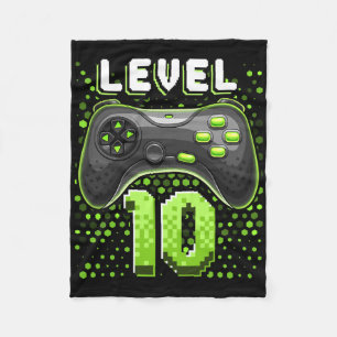 Level 10 Video Game Controller 10th Birthday Gamer Fleece Blanket