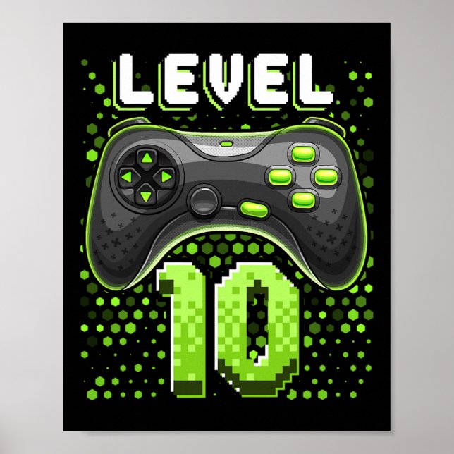 Level 10 Video Game Controller 10th Birthday Gamer Poster (Front)