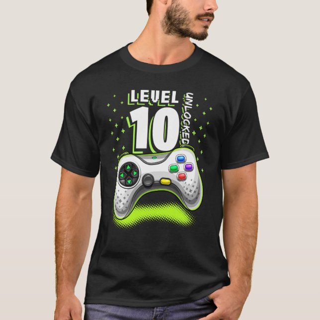 Level 10 Video Game Controller 10th Birthday Gamer T-Shirt (Front)