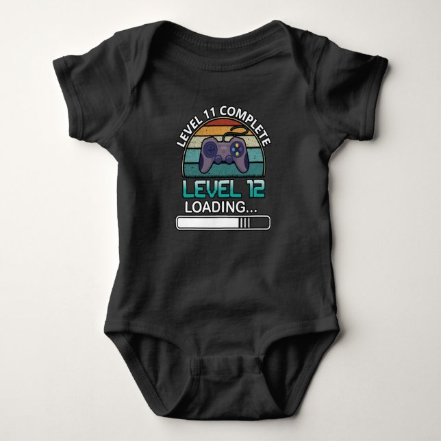 Level 11 Complete Level 12 | Birthday Video Game Baby Bodysuit (Front)