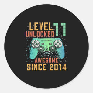 Level 11 Unlocked 11th Birthday 11 Year Old Boy Gi Classic Round Sticker