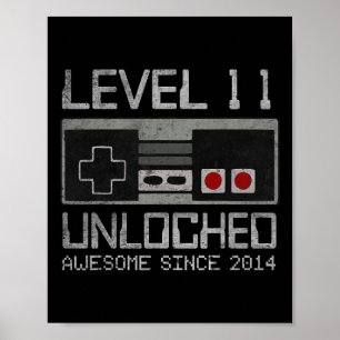 Level 11 Unlocked 11th Birthday 11 Year Old Video Poster