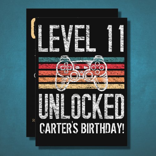 Level 11 Unlocked 11th Birthday Personalized Invitation