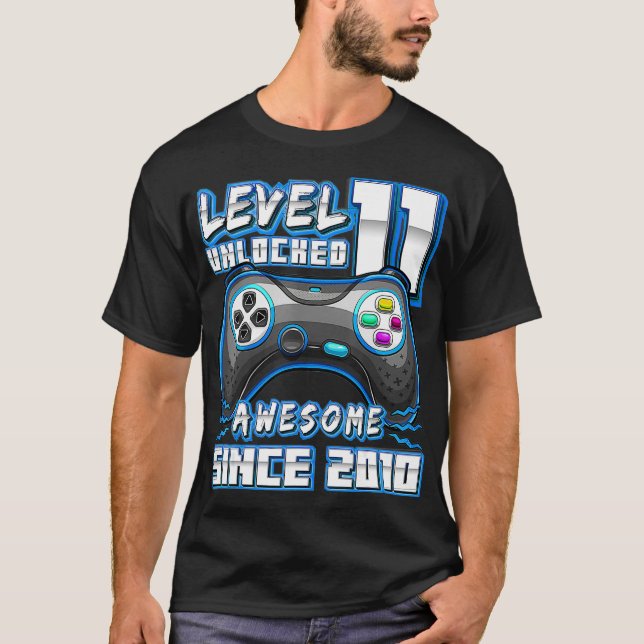 Level 11 Unlocked Awesome 2010 Video Game 11th Bir T-Shirt (Front)