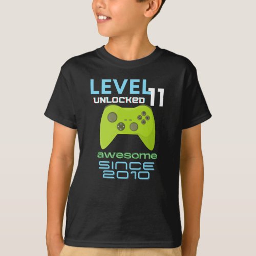 Level 11 Unlocked Awesome 2010 Video Gamer T_Shirt