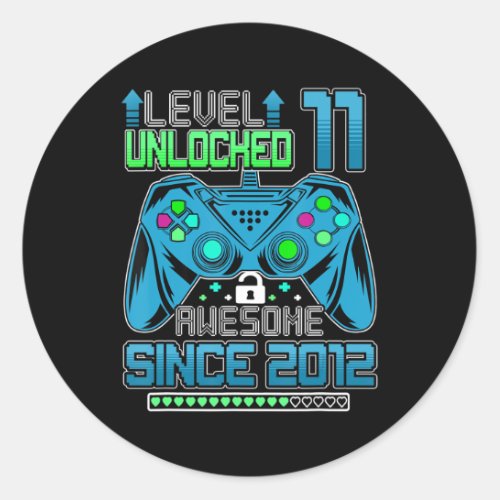 Level 11 Unlocked Awesome 2012 Video Game 11th Bir Classic Round Sticker