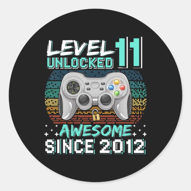 Level 11 Unlocked Awesome 2012 Video Game 11th Bir Classic Round Sticker (Front)