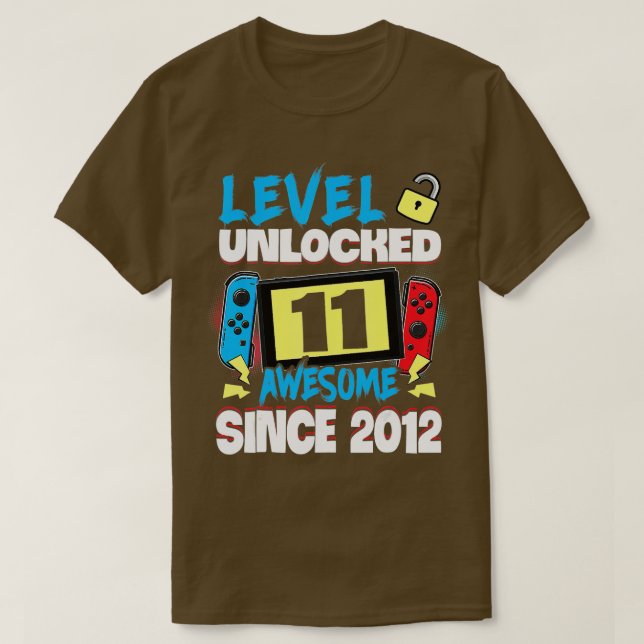 Level 11 Unlocked Awesome 2012 Video Game 11th Bir T-Shirt (Design Front)
