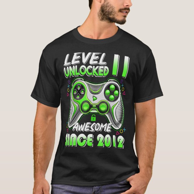 Level 11 Unlocked Awesome 2012 Video Game 11th Bir T-Shirt (Front)