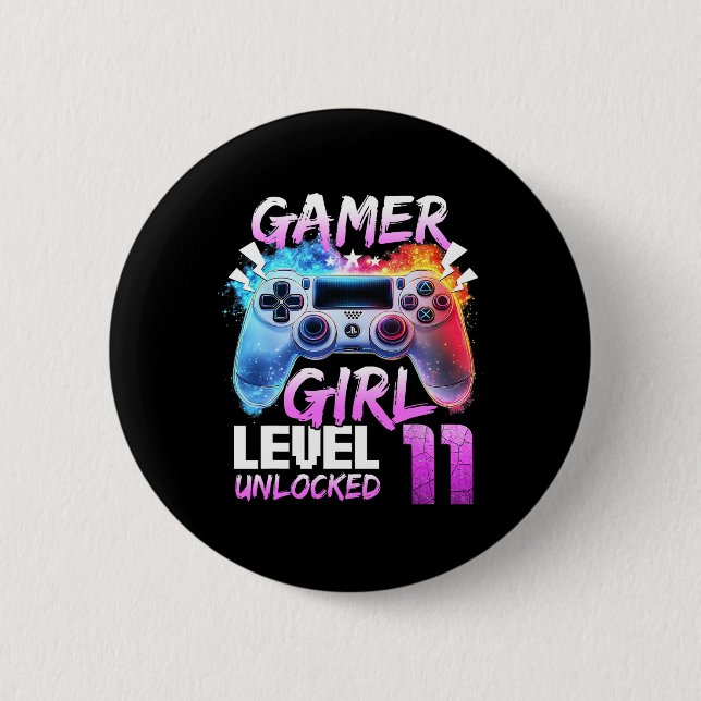 Level 11 Unlocked Awesome 2014 Video Game 11th Bir Button (Front)