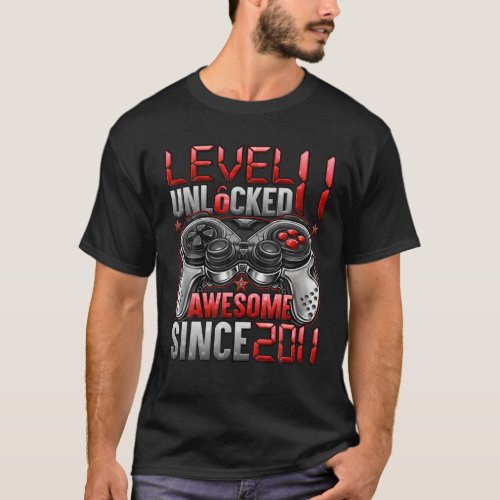 Level 11 Unlocked Awesome Since 2011 11Th Birthday T_Shirt