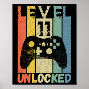 Level 11 Unlocked Birthday Shirt Gamer Shirt Boys Poster