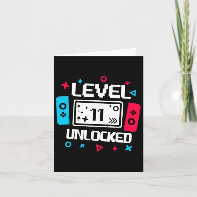 Level 11 Unlocked Gamer 11th Birthday Gift Video G Card (Front)