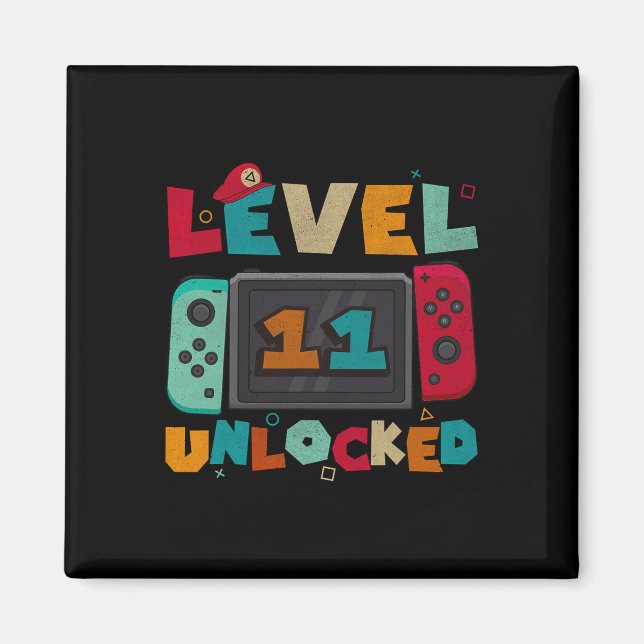 Level 11 Unlocked Gaming Birthday Boys 11th Birthd Magnet (Front)