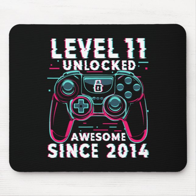 Level 11 Unlocked Video Game 11th Birthday Gamer B Mouse Pad (Front)