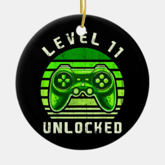 Level 11 Unlocked Video Game 11th Birthday Gamer Ceramic Ornament