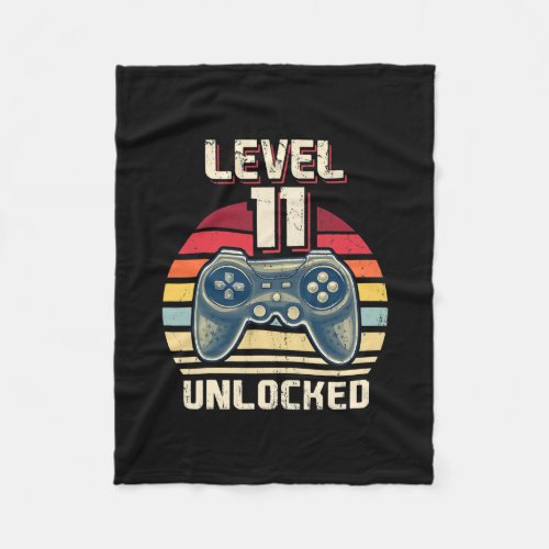 Level 11 Unlocked Video Game 11th Birthday Gamer Fleece Blanket